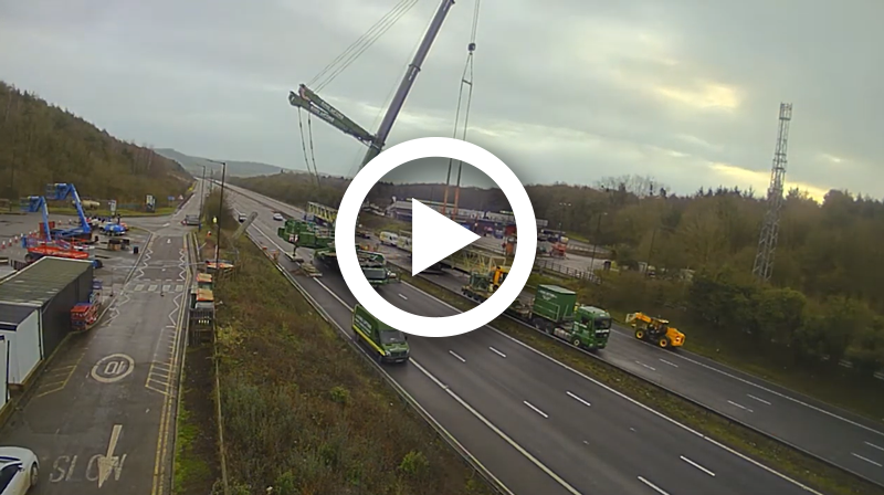 Michaelwood Services bridge removal on the M5