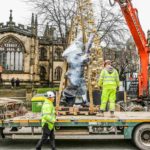 Gandhi statue installed by BAM Construction