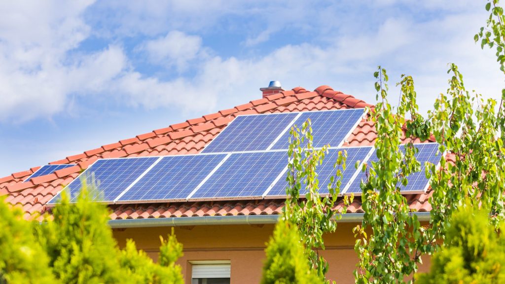 Solar panels on roof