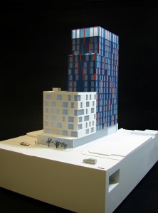 model of the new motel one hotel in the Minories
